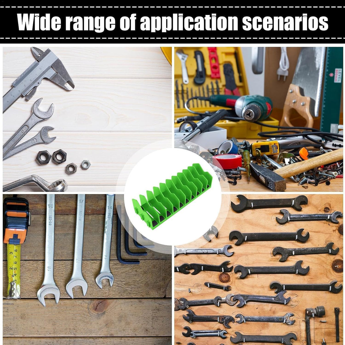 Support De Pince Pour Tiroir à Outils, 10 Pinces à Outils, Base En Caoutchouc Antidérapant, Rangement Robuste Pour Boîte à Outils, Intérieur, Garage, Outils, Jaune, Bleu, Vert 25,4 Cm