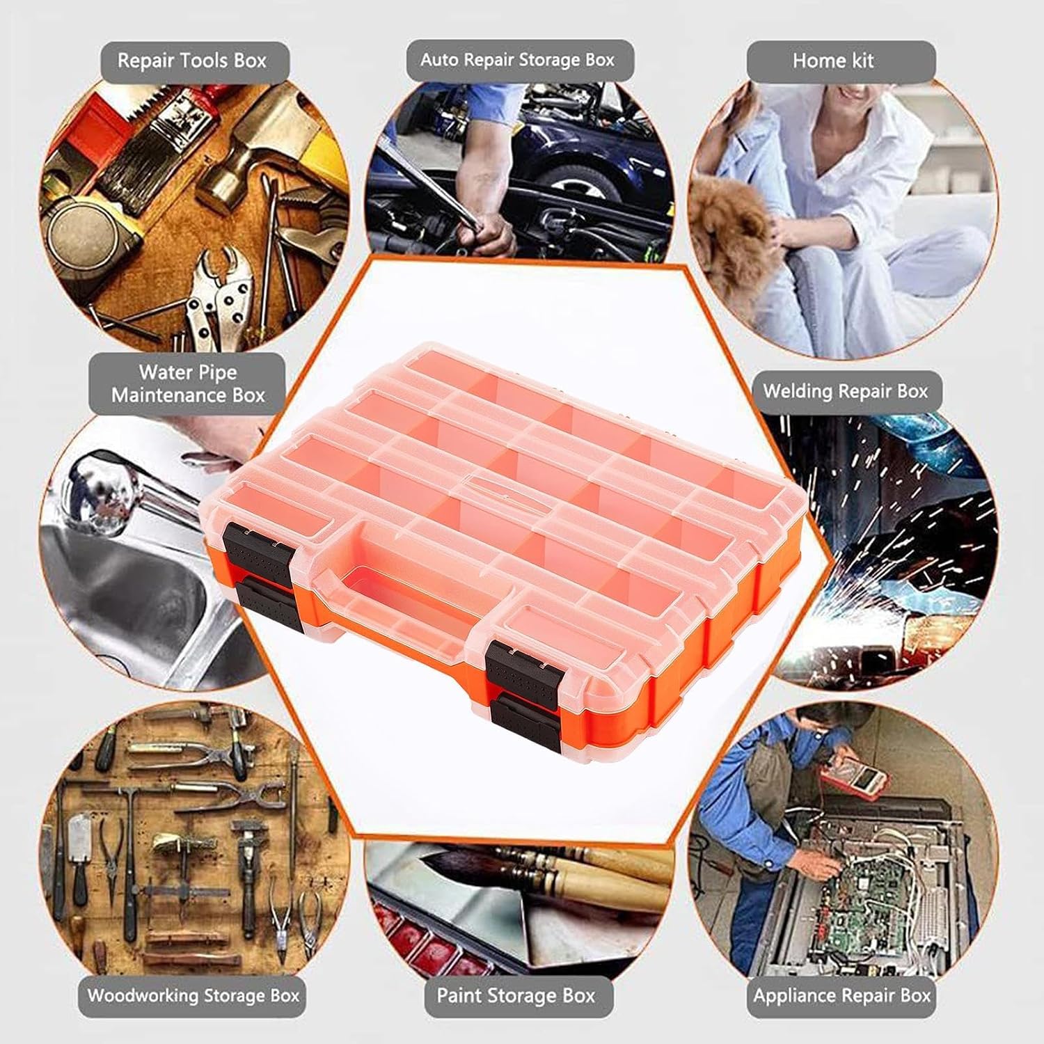  Boîte à Outils Portable - Mallette Portable Avec 34 Compartiments,Boîte De Rangement De Pièces Avec Cloisons Amovibles | Pour Électronique, Perles, Bijoux, Quincaillerie, Boulons, Écrous, Forets,