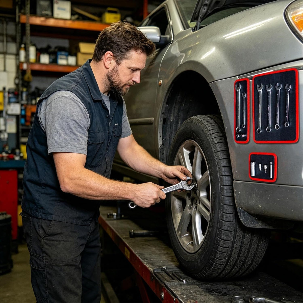 Coussinets Magnétiques Pour Outils, Organisateur De Pièces Magnétiques Flexibles Et Antidérapantes – Tapis De Support Magnétique Flexible | Pour Atelier, Réparation Automobile, Voiture, Garage