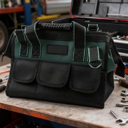  Sac à Outils Robuste Vert De 40,6 Cm Avec Plusieurs Compartiments Et Sangle Rembourrée Pour Un Transport Facile (B)