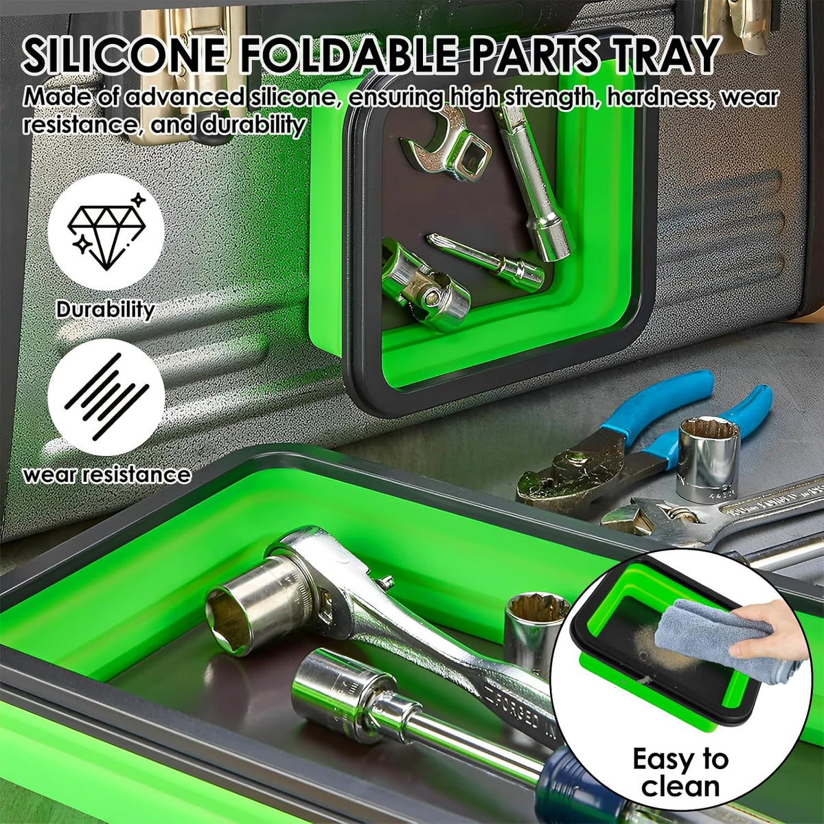  Generic Lot De 3 Plateaux Magnétiques Pliables En Silicone Pour Vis, Boulons, écrous, Rondelles, Broches Et Autres Petites Pièces Métalliques (vert)