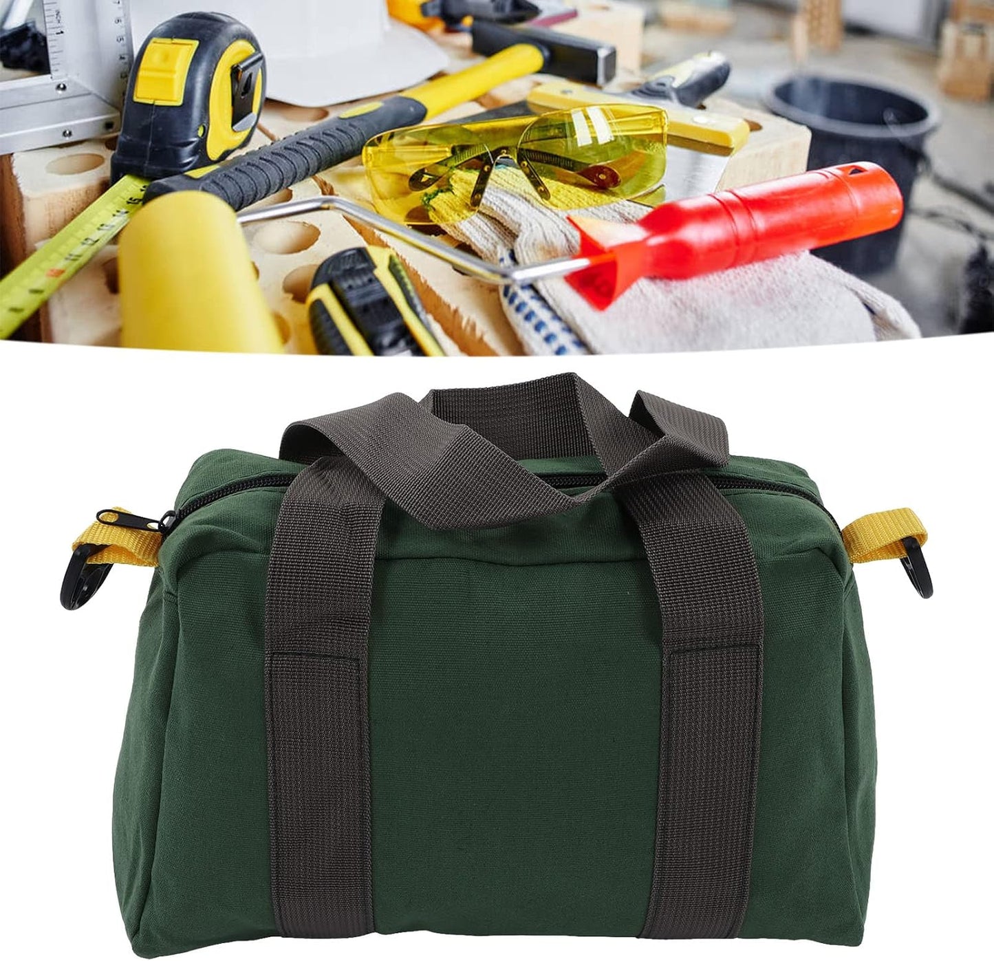  Sac à Outils à Large Bouche, Sac à Main De Rangement Portable En Toile De Grande Capacité Pour Les Techniciens D'entretien Des Véhicules (16 Pouces)