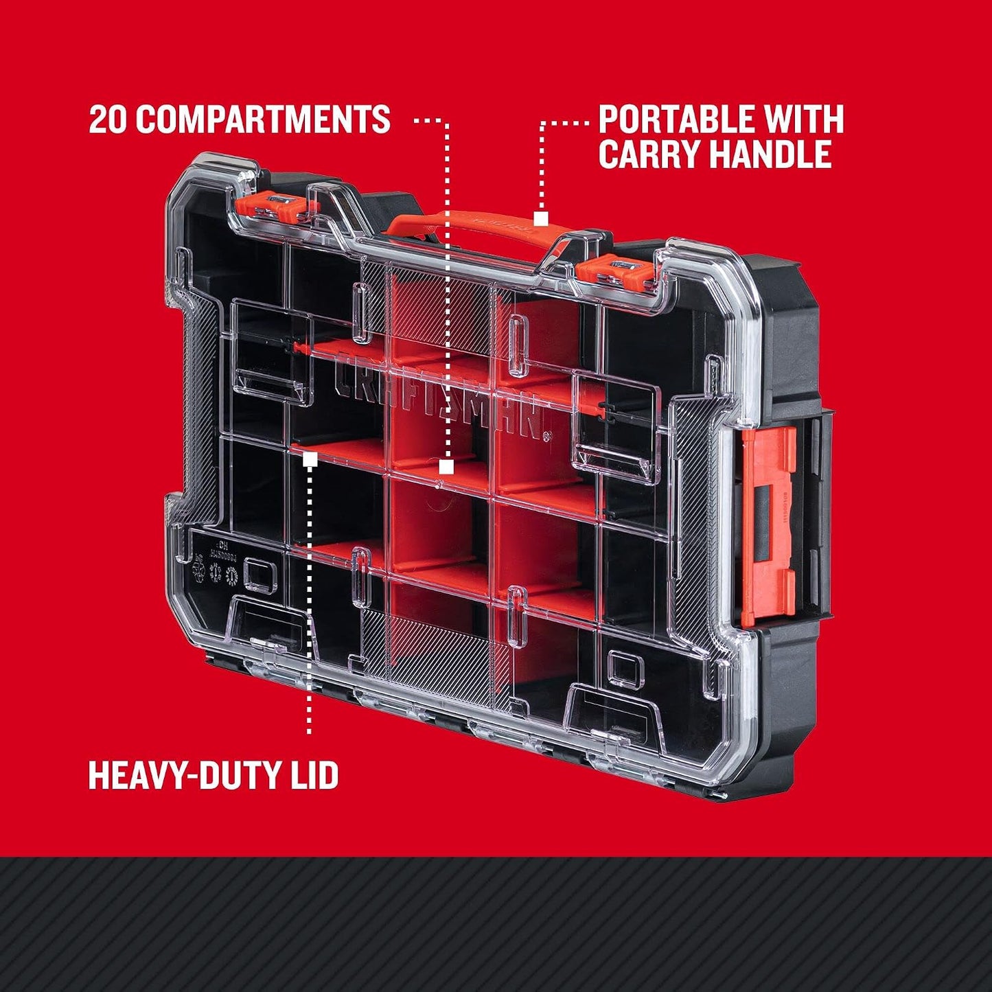  Craftsman Versastack CMST17828 Organiseur En Plastique Pour Petites Pièces 20 Compartiments, Rangement