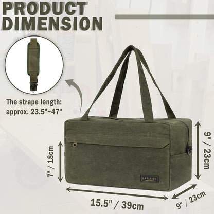  Sac Fourre-tout à Outils, 473,6 G En Toile Cirée Avec 7 Poches Et Bandoulière – Pour électricien, Entrepreneur, Réparateur, Porte-outils De Jardin Multifonction Avec Poignée Portable, Vert Kaki