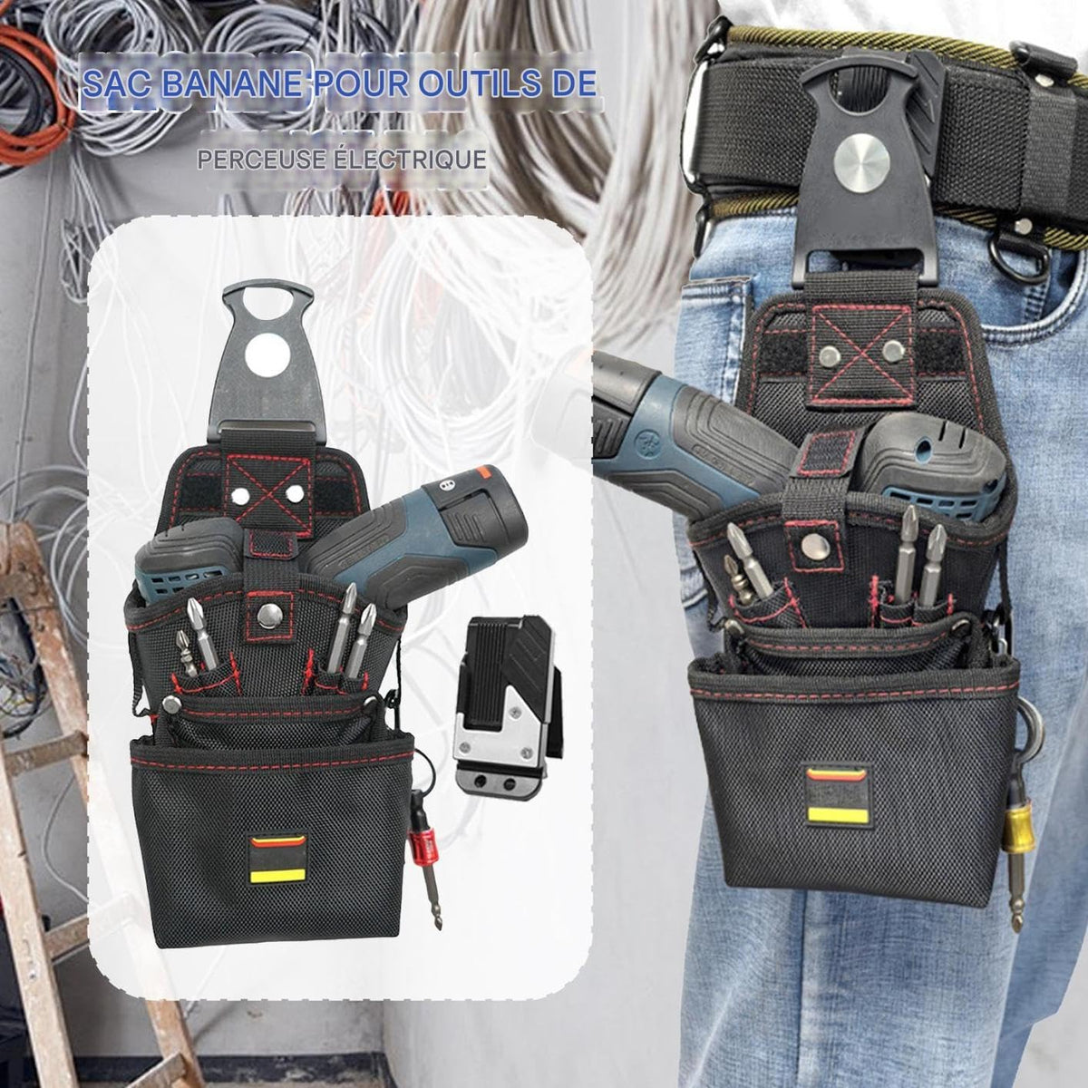  Sac à Outils De Ceinture | Sac Porte-Outils Ceinture Aimanté - Pochette à Vis Réglable Organisateur Pour Électricien, Porte-Perforateur Électrique Imperméable Pour Atelier De Menuiserie Et