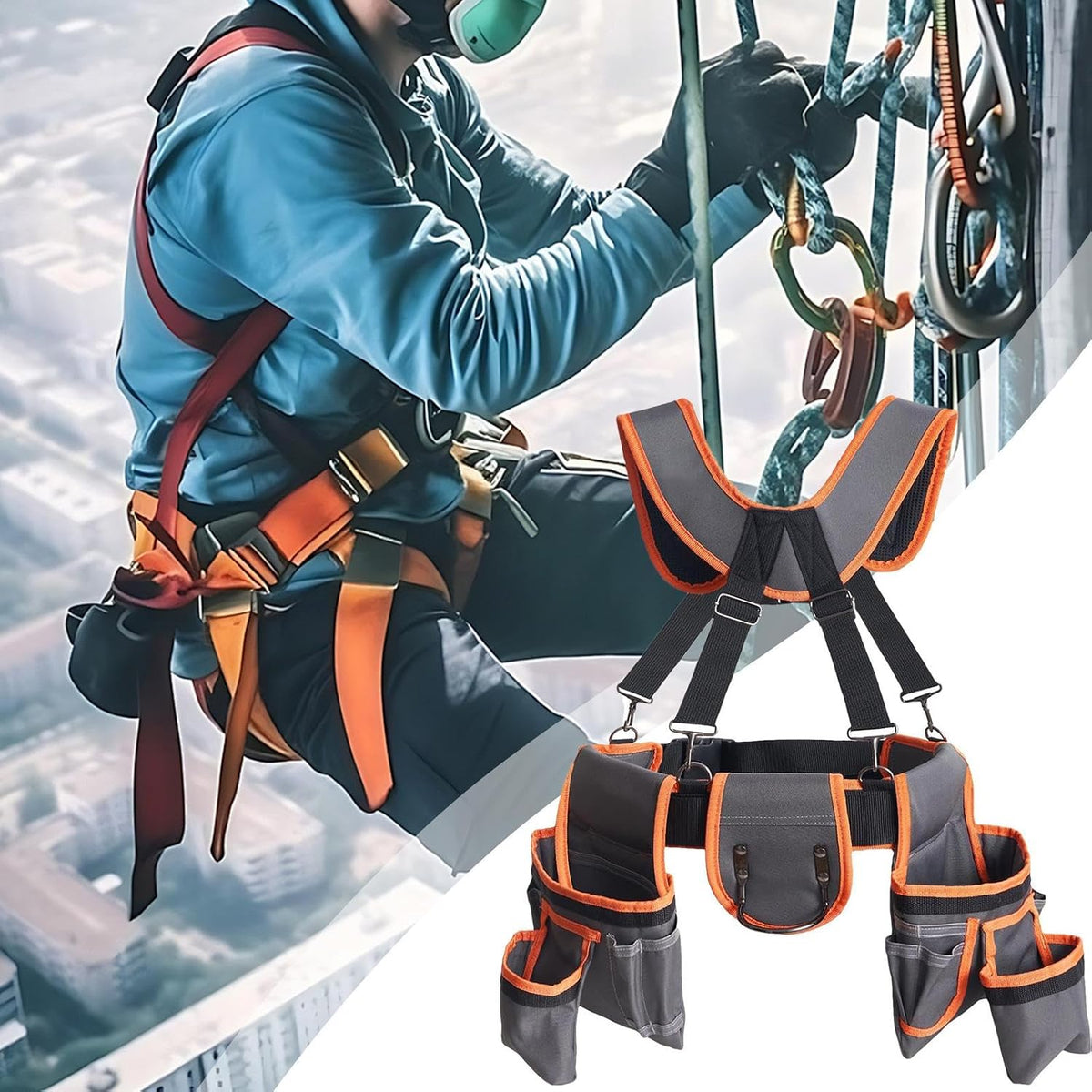  Ceinture À Outils - Ceinture Utilitaire,Sac De Travail Réglable Avec Bretelles Et 19 Poches Pour Projets De Bricolage, Plomberie Et Électricité