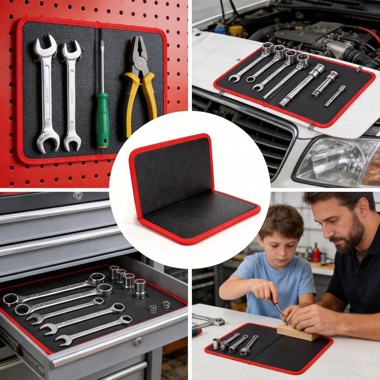  Tapis Magnétique Pour Pièces D'Outils,Organisateur De Pièces Antidérapant | Tapis Porte-Outils Magnétique Flexible,pour Garage Maison Voiture Auto Bricolage Électronique Clés Tournevis Boulons