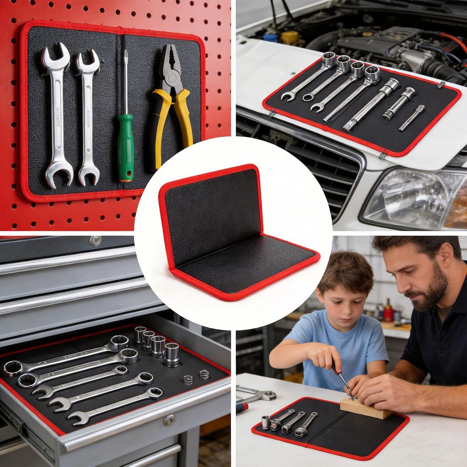  Tapis Magnétique Pour Pièces D'Outils,Organisateur De Pièces Antidérapant | Tapis Porte-Outils Magnétique Flexible,pour Garage Maison Voiture Auto Bricolage Électronique Clés Tournevis Boulons