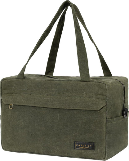  Sac Fourre-tout à Outils, 473,6 G En Toile Cirée Avec 7 Poches Et Bandoulière – Pour électricien, Entrepreneur, Réparateur, Porte-outils De Jardin Multifonction Avec Poignée Portable, Vert Kaki