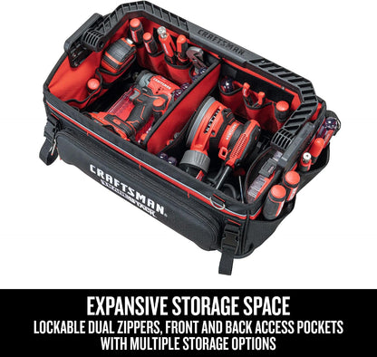  CRAFTSMAN Trade STACK CMST21451 Sac à Outils Avec Fermeture éclair, 56,8 Cm, Polyester, Noir/rouge