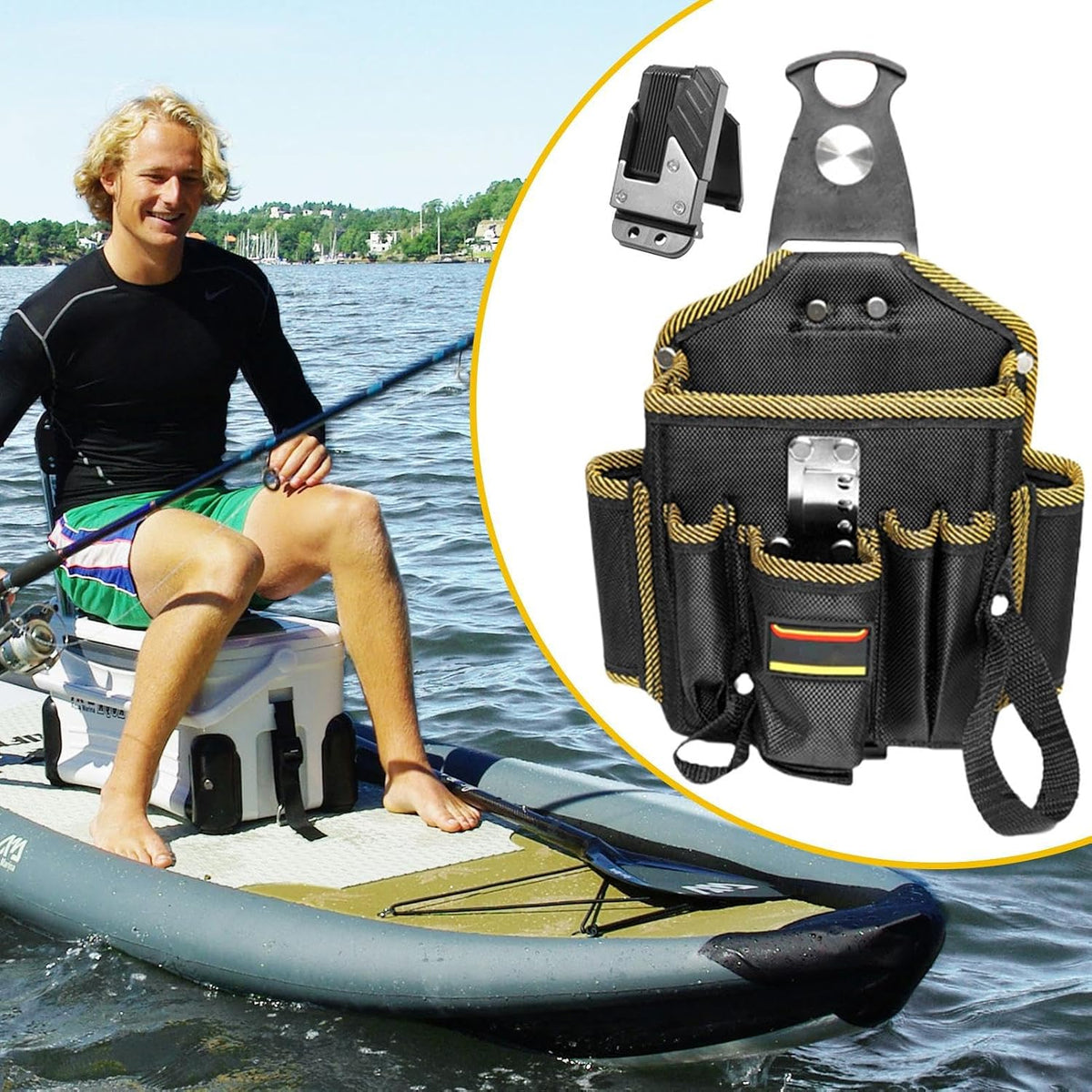  Sac Ceinture à Outils Pour Électricien,Poche De Taille Multi-poche Pour Technicien Électricien - Ceinture Holster Utilitaire Légère Pour Personnel De Travail Coiffeurs Couvreurs