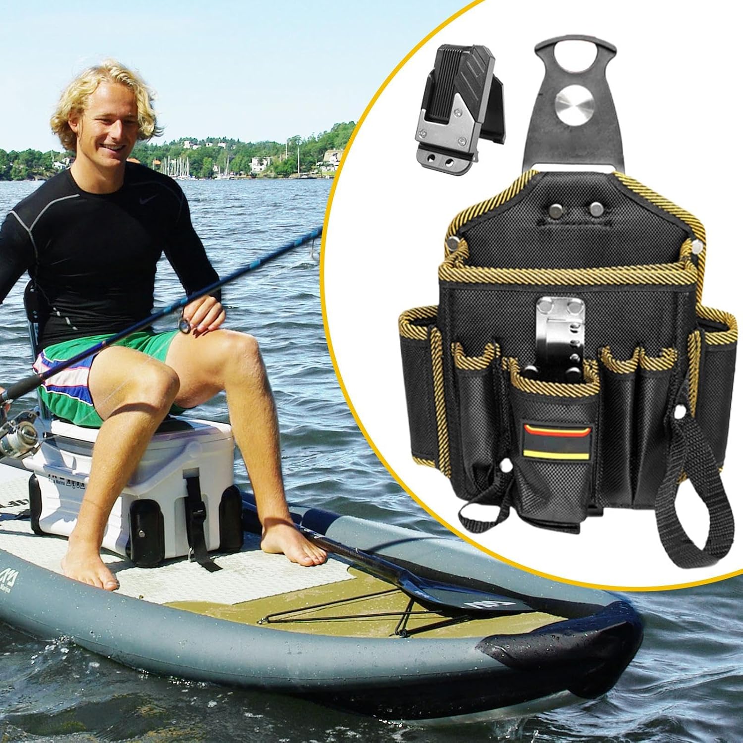 Sac Ceinture à Outils Pour Électricien,Poche De Taille Multi-poche Pour Technicien Électricien - Ceinture Holster Utilitaire Légère Pour Personnel De Travail Coiffeurs Couvreurs