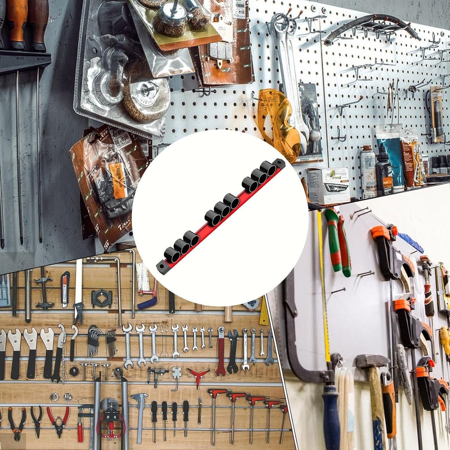  XIAOXIAOYU Organisateur De Tournevis Magnétique | Porte-outils Pour Clés | Support De Rangement Pour Pinces, Clés, Tournevis, Rail De Rangement à 9 Trous Pour Outils à Main