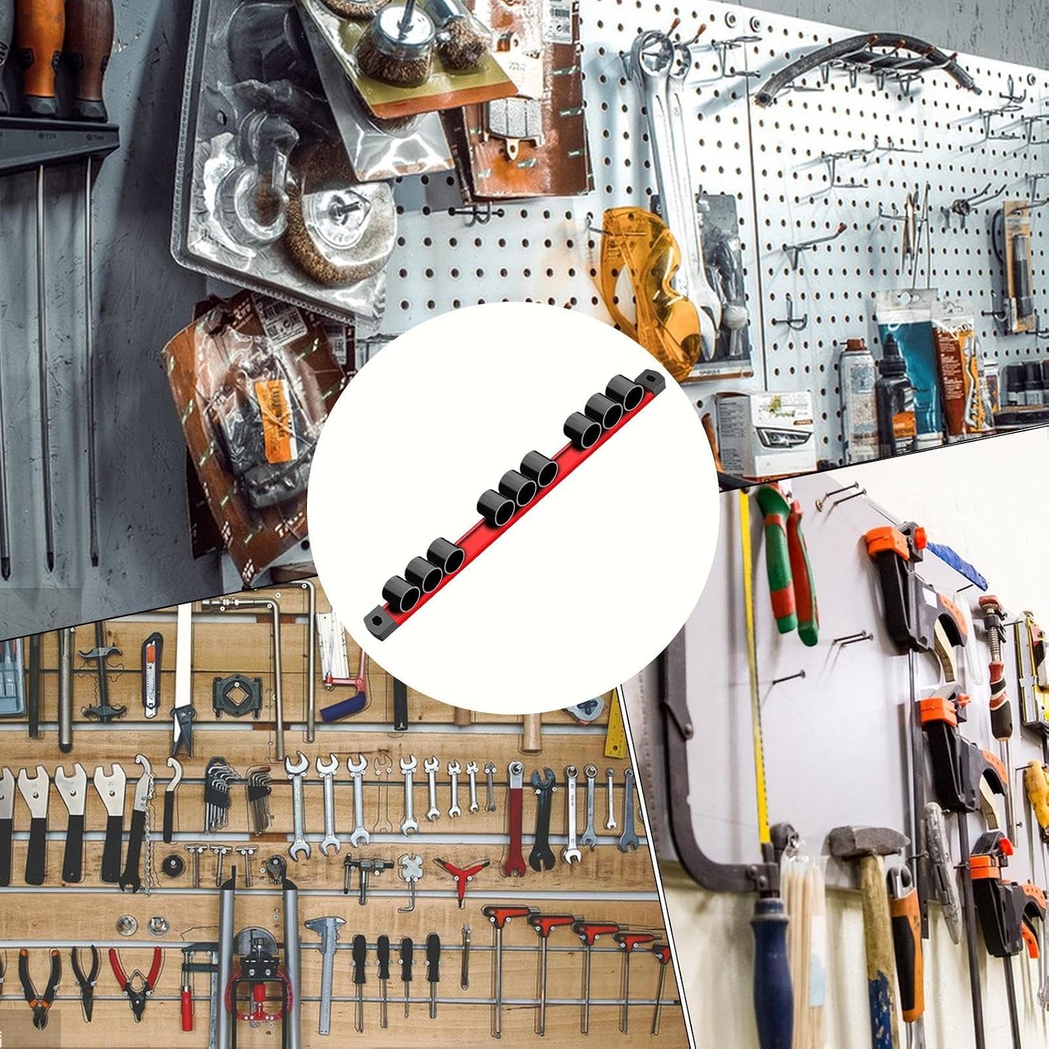  XIAOXIAOYU Organisateur De Tournevis Magnétique | Porte-outils Pour Clés | Support De Rangement Pour Pinces, Clés, Tournevis, Rail De Rangement à 9 Trous Pour Outils à Main