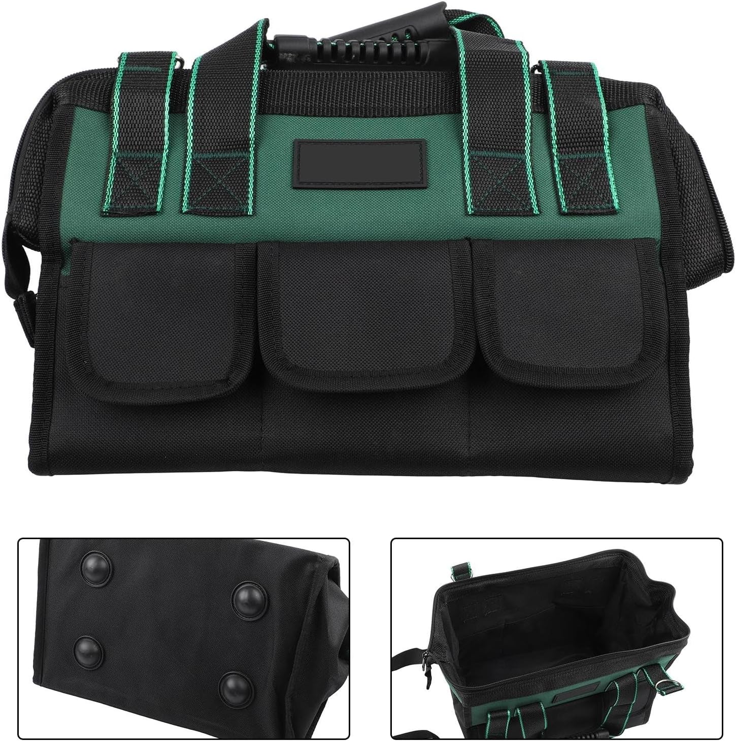  Sac à Outils Robuste Vert De 40,6 Cm Avec Plusieurs Compartiments Et Sangle Rembourrée Pour Un Transport Facile (B)
