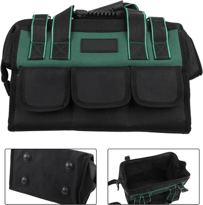  Sac à Outils Robuste Vert De 40,6 Cm Avec Plusieurs Compartiments Et Sangle Rembourrée Pour Un Transport Facile (B)